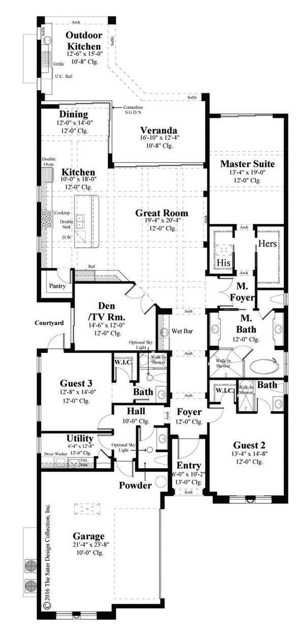 Architectural House Design - Mediterranean Floor Plan - Main Floor Plan #930-488
