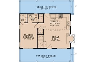 Floor Plan - Main Floor for Cabin House Plan #923-360 - 2 bed, 2 bath