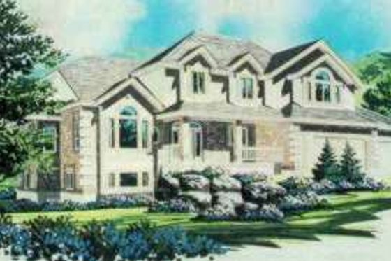Exterior - Front Elevation for European House Plan #308-234 - 4 bed, 3.5 bath
