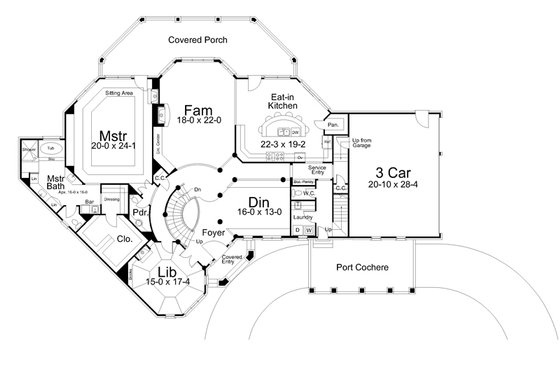 Floor Plan - Main Floor for Traditional House Plan #119-234 - 5 bed, 3 bath