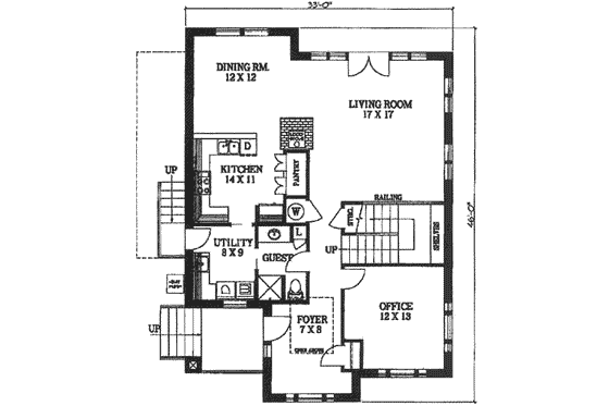 Floor Plan - Main Floor for Traditional House Plan #117-130 - 3 bed, 3 bath