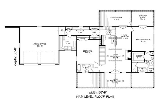 Floor Plan - Main Floor for Country House Plan #932-37 - 2 bed, 2 bath