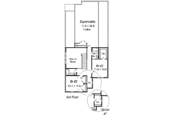 Floor Plan - Upper Floor for Colonial House Plan #329-244 - 3 bed, 2.5 bath