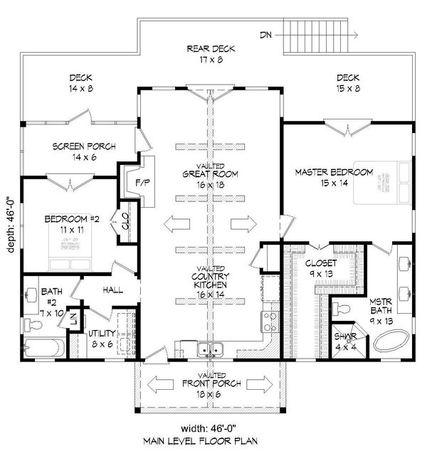 Country Floor Plan - Main Floor Plan #932-35