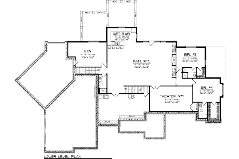 Dream House Plan - Floor Plan - Lower Floor for European House Plan #70-1011 - 4 bed, 6 bath