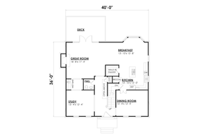 Floor Plan - Main Floor for Colonial House Plan #30-368 - 3 bed, 2.5 bath