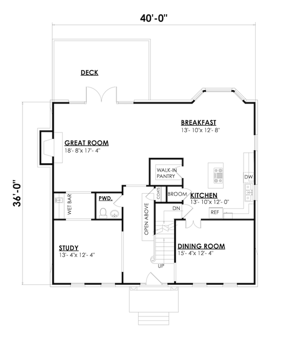 Architectural House Design - Colonial Floor Plan - Main Floor Plan #30-368