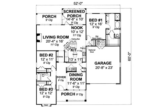 Floor Plan - Main Floor for Cottage House Plan #513-2049 - 3 bed, 2 bath