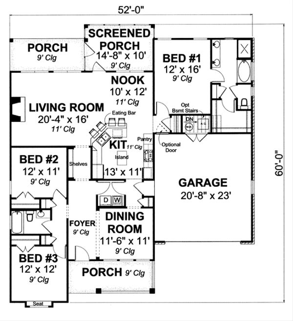 Dream House Plan - Cottage Floor Plan - Main Floor Plan #513-2049