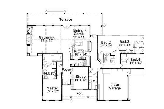 Floor Plan - Main Floor for Traditional House Plan #411-375 - 4 bed, 3 bath
