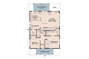 Floor Plan - Main Floor for Barndominium House Plan #124-1263 - 2 bed, 2 bath