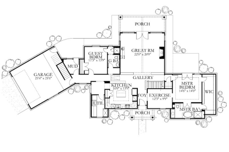 Architectural House Design - Floor Plan - Main Floor for Farmhouse House Plan #80-156 - 3 bed, 2.5 bath
