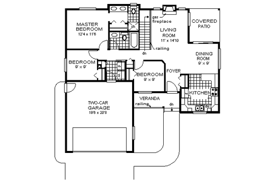 Floor Plan - Main Floor for Traditional House Plan #18-1002 - 3 bed, 2 bath