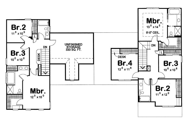 Home Plan - Floor Plan - Upper Floor for Cottage House Plan #20-1257 - 3 bed, 2.5 bath