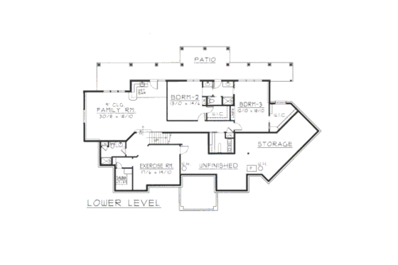 Floor Plan - Lower Floor for Ranch House Plan #112-157 - 4 bed, 5.5 bath