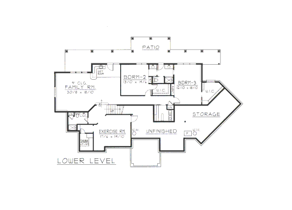 Ranch Floor Plan - Lower Floor Plan #112-157