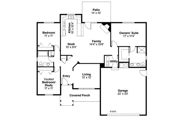 House Plan Design - Ranch Floor Plan - Main Floor Plan #124-379