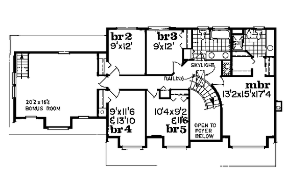Floor Plan - Upper Floor for Country House Plan #47-591 - 5 bed, 3 bath