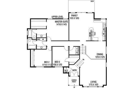 Floor Plan - Main Floor for Traditional House Plan #60-136 - 3 bed, 2 bath