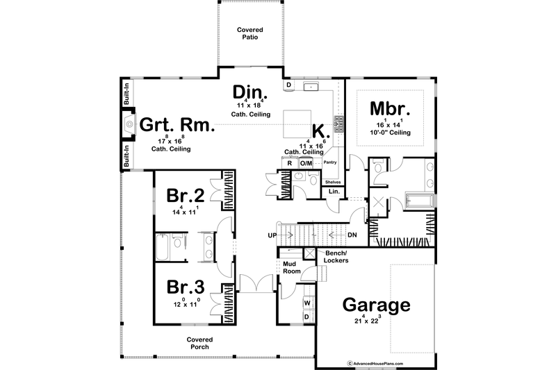 Dream House Plan - Floor Plan - Main Floor for Farmhouse House Plan #455-270 - 3 bed, 2.5 bath