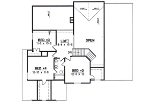 Floor Plan - Upper Floor for Traditional House Plan #67-405 - 4 bed, 2.5 bath