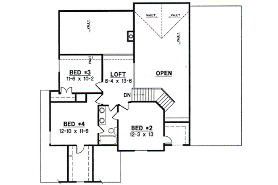 Floor Plan - Upper Floor for Traditional House Plan #67-405 - 4 bed, 2.5 bath