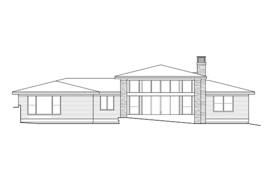 Exterior - Rear Elevation for Contemporary House Plan #124-1171 - 3 bed, 3 bath