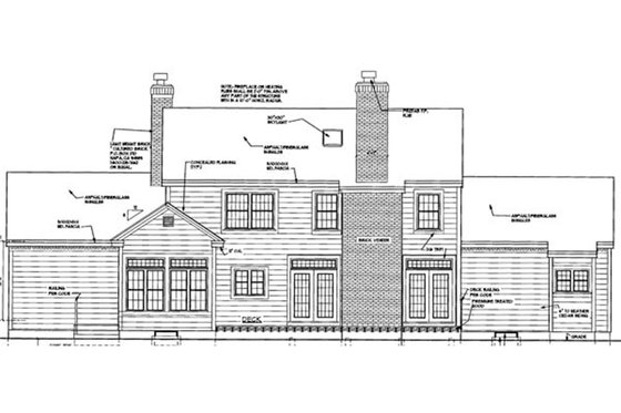 Exterior - Rear Elevation for Farmhouse House Plan #3-329 - 5 bed, 3.5 bath