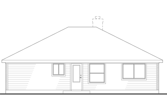 Exterior - Rear Elevation for Mediterranean House Plan #80-131 - 3 bed, 2 bath
