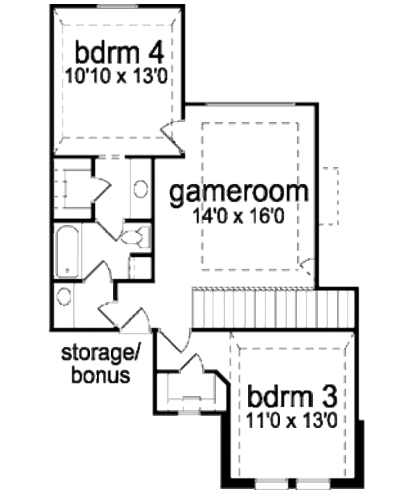 Traditional Floor Plan - Upper Floor Plan #84-392