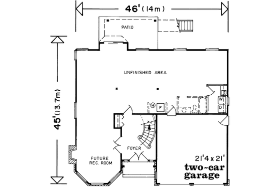 Floor Plan - Main Floor for European House Plan #47-587 - 3 bed, 2 bath