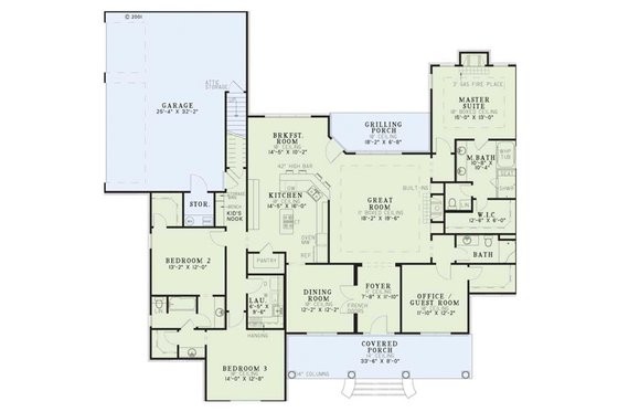 Floor Plan - Main Floor for Classical House Plan #17-1153 - 4 bed, 3 bath
