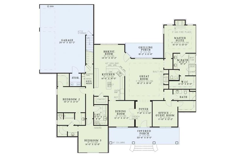Dream House Plan - Floor Plan - Main Floor for Classical House Plan #17-1153 - 4 bed, 3 bath