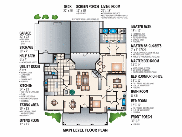 House Plan Design - Country Floor Plan - Main Floor Plan #45-353