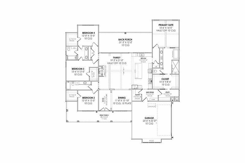 Dream House Plan - Floor Plan - Main Floor for Farmhouse House Plan #1096-66 - 4 bed, 3 bath