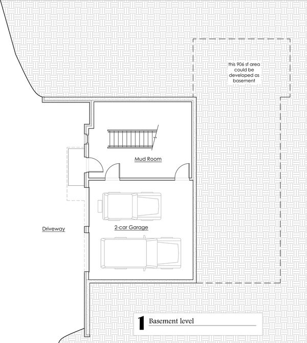 Craftsman Floor Plan - Lower Floor Plan #902-2