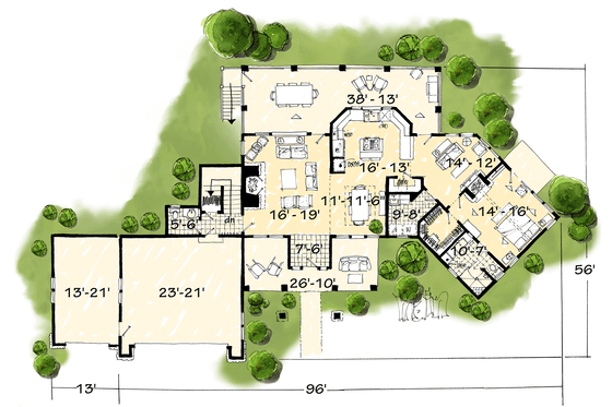 Floor Plan - Main Floor for Country House Plan #942-24 - 3 bed, 2.5 bath