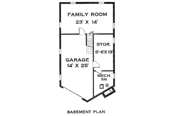 Floor Plan - Lower Floor for Cabin House Plan #3-104 - 3 bed, 2 bath