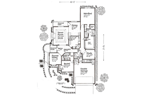 Floor Plan - Main Floor for European House Plan #310-957 - 2 bed, 2 bath