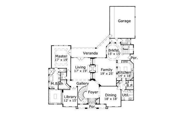 Floor Plan - Main Floor for European House Plan #411-536 - 5 bed, 6.5 bath