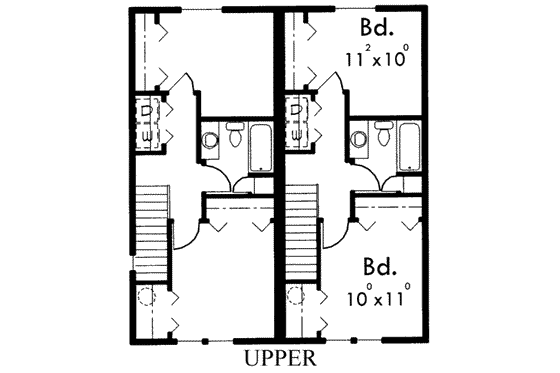 Floor Plan - Upper Floor for Traditional House Plan #303-362 - 2 bed, 1.5 bath