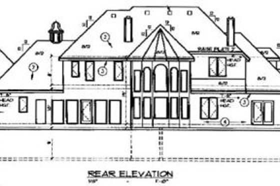 Exterior - Rear Elevation for Southern House Plan #67-303 - 5 bed, 4 bath