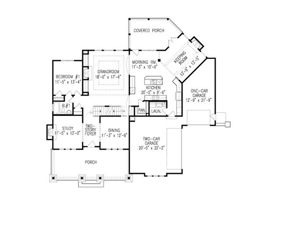 House Design - Farmhouse Floor Plan - Main Floor Plan #54-407