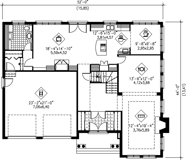 House Plan Design - European Floor Plan - Main Floor Plan #25-256