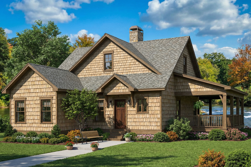 Country Style House Plan - 3 Beds 2 Baths 1560 Sq/Ft Plan #17-2534 Exterior