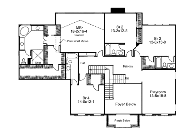 Colonial Floor Plan - Upper Floor Plan #57-365