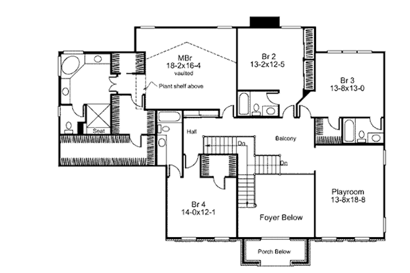 Dream House Plan - Floor Plan - Upper Floor for Colonial House Plan #57-365 - 4 bed, 4.5 bath