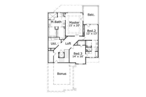 Floor Plan - Upper Floor for European House Plan #411-150 - 3 bed, 2.5 bath