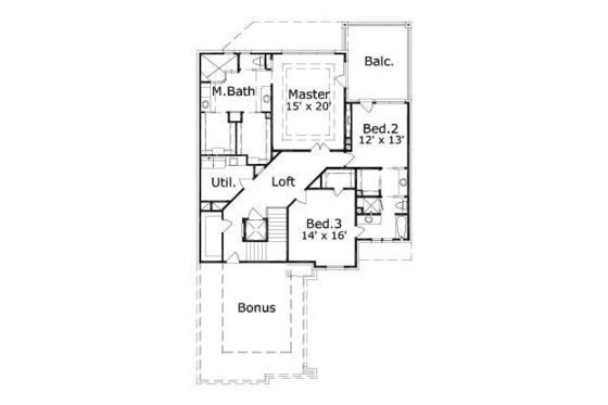 Floor Plan - Upper Floor for European House Plan #411-150 - 3 bed, 2.5 bath