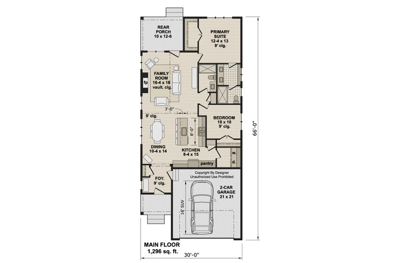 Home Plan - Floor Plan - Main Floor for Craftsman House Plan #51-1548 - 2 bed, 2 bath